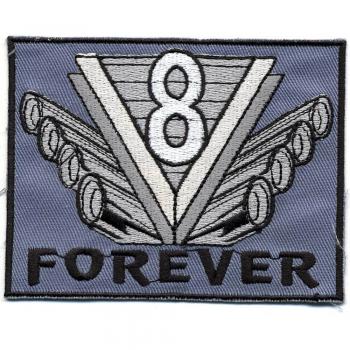 AUFNÄHER - Oldtimer V8 Forever - 01752 - Gr. ca. 10 x 7,5 cm - Patches Stick Applikation