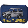 AUFNÄHER - Oldtimer 4WD Turbo - 04267 - Gr. ca. 11 x 7 cm - Patches Stick Applikation