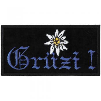 AUFNÄHER - Grüzi - Gr. ca. 10 x 5cm - 03275 schwarz
