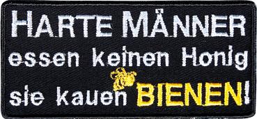 AUFNÄHER - Harte Männer essen ... - 00795 - Gr. ca. 9,5 cm x 4,5 cm - Patches Stick Applikation Bügel-Emblem