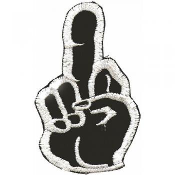 AUFNÄHER - Mittelfinger - 03046 - Gr. ca. 9 x 5,5 cm - Patches Stick Applikation