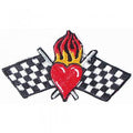 Aufnäher - Zielflagge mit Herz - 04737 - Gr. ca. 12,5  x 7,5cm - Patches Stick Applikation