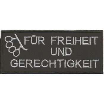 AUFNÄHER - Für Freiheit und Gerechtigkeit - 06037 - Gr. ca. 13 x 6 cm - Patches Stick Applikation