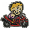 AUFNÄHER - Biker mit Mittelfinger - 06109 - Gr. ca. 11 x 10 cm - Patches Stick Applikation