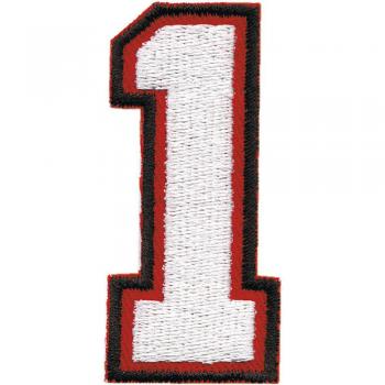 AUFNÄHER - ZAHL ZIFFER 1 (eins) - Gr. ca. 4x6cm (02970) Stick Applikation Patches Aufbügler