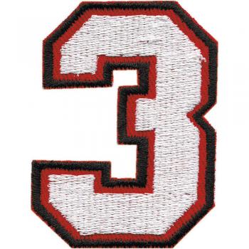 AUFNÄHER "ZAHL ZIFFER 3 (drei)" - NEU Gr. ca. 4x6cm (04616) Stick Applikation Patches Abzeichen