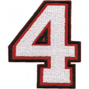 AUFNÄHER "ZAHL ZIFFER 4 (vier)" - NEU Gr. ca. 4x6cm (04640) Applikation Stick Aufbügler Patches Emblem Abzeichen Motivstick