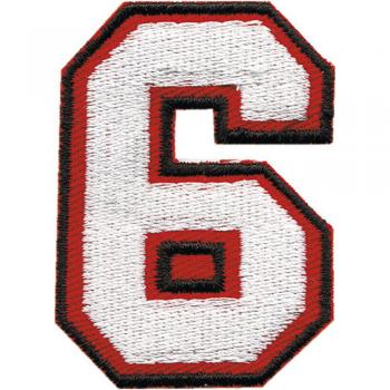 AUFNÄHER - ZAHL ZIFFER 6 (sechs) - Gr. ca. 4x6cm (06007) Aufbügler Patches Stick Applikation Emblem Motivstick