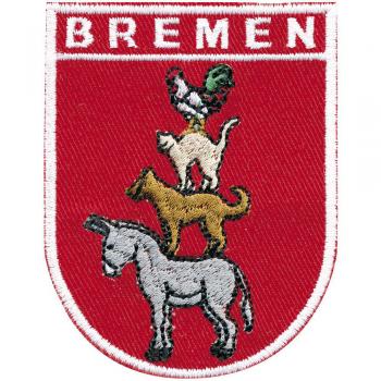 AUFNÄHER - BREMEN (Bremer Stadtmusikanten) - Gr. ca. 6cm x 7,5cm (00046) Stick Patches Applikation - Stadtwappen Landeswappen Region
