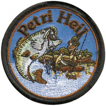 Aufnäher - Petri Heil - 04364 - Gr. ca. Ø 7 cm - Patches Stick Applikation