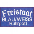 Aufnäher Patches Applikation Wappen - Freistaat Blau/Weiss Ruhrpott - 00556 - Gr.  ca. 8,5 x 5 cm