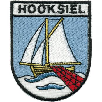 AUFNÄHER - Wappen - HOOKSIEL - 00451 - Gr. ca. 7 x 8,5 cm - Patches Stick Applikation