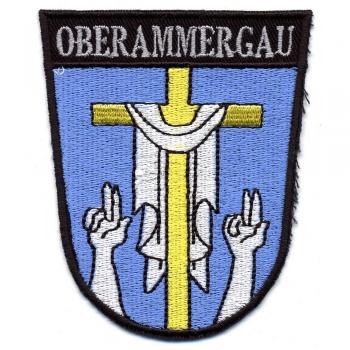 AUFNÄHER -  Aufbügler - Wappen - OBERAMMERGAU - 01014 - Gr. ca. 6 x 8,8 cm - Patches Stick Applikation