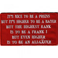 AUFNÄHER - Its nice to be a Preiss ...Bayer... - 02939 - Gr. ca. 11,5 x 6,5 cm - Patches Stick Applikation
