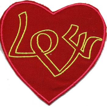 AUFNÄHER - Love - 02386 - Gr. ca. 9 x 9,5 cm - Patches Stick Applikation