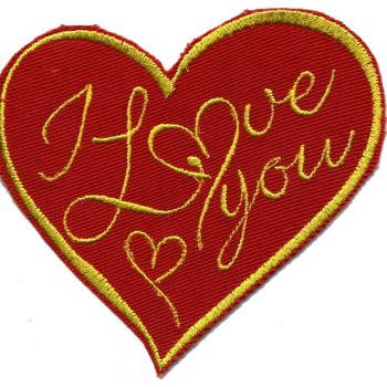AUFNÄHER - I love you - 02387 - Gr. ca. 9 x 8,5 cm - Patches Stick Applikation