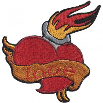 AUFNÄHER - Love - 03179 - Gr. ca. 7,5 x 8,5 cm - Patches Stick Applikation