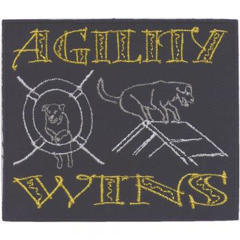 AUFNÄHER "Agility wins" NEU Gr. ca. 8cm - 11cm (04578) Patches Stick Applikationatches Stick Applikation