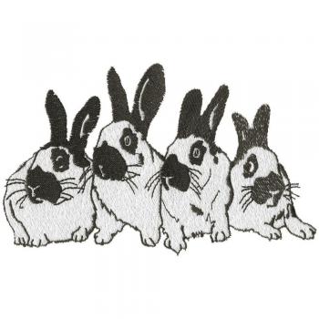 Aufnäher - Hasen schwarz-weiss - 00324 - Gr. ca. 8 x 5 cm - Patches Stick Applikation
