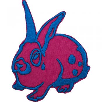 Aufnäher - Hase pink-blau - 00606 - Gr. ca.       - Patches Stick Applikation