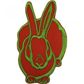 Aufnäher - Hase Orange-grün - 00607 - Gr. ca. 5 x 8 cm - Patches Stick Applikation