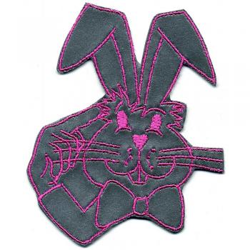 Aufnäher - Hasenkopf pink-grau - 01905 - Gr. ca. 7 x 6 cm - Patches Stick Applikation