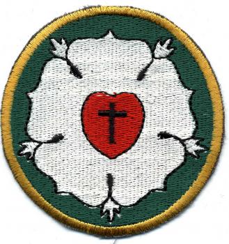 Aufnäher  - Luther-Rose - 01875 - Gr. ca. 7,5 cm Durchmesser - Patches Stick Applikation Bügel-Emblem