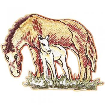Aufnäher - Pferd mit Fohlen - 04652 - Gr. ca. 7,5 x 6 cm - Patches Stick Applikation