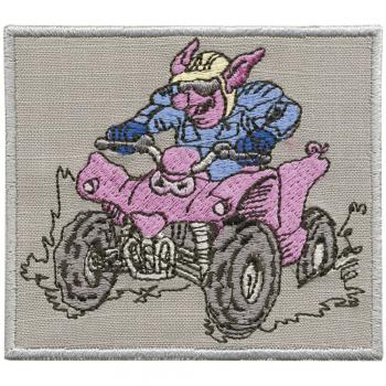 Aufnäher - Quadfahrer Schwein - 88637 - Gr. ca. 8 x 11 cm - Patches Stick Applikation