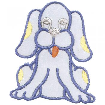 AUFNÄHER - Sitzender Hund - 00907- Gr. ca. 4 x 5,5 cm - Patches Stick Applikation