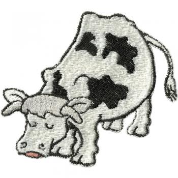 Aufnäher - KUH schwarz-weiß gefleckt -  Gr. ca. 8cm x 7cm - 00947