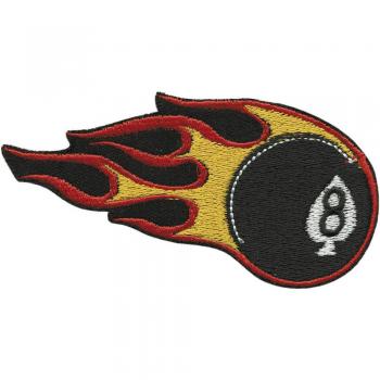 AUFNÄHER &quot;Billardkugel 8 & Feuer Kartenspiel&quot; Gr. ca. 5cm x 10,5cm (03147) Stick Patches Applikation