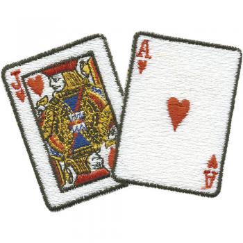 Aufnäher - Herz Bube Herz Ass - 03170 - Gr. ca. 6 x 6,5 cm - Patches Stick Applikation