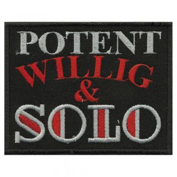 Aufnäher - Potent, Willig und Solo - 04429 - Gr. ca. 9,5 x 7,5 cm - Patches Stick Applikation