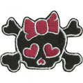 AUFNÄHER - Totenkopf mit Schleife - 00895 - Gr. ca. 5 x 4 cm - Patches Stick Applikation