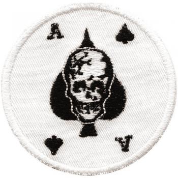 AUFNÄHER - Totenkopf - Ass Karte - 01913 - Gr. ca. 7 cm Durchmesser - Patches Stick Applikation
