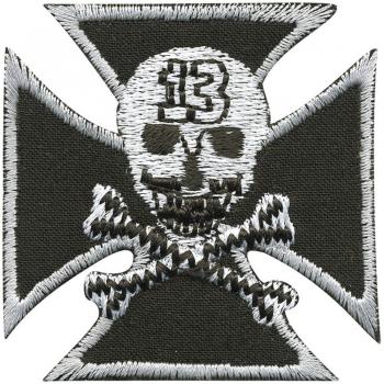 AUFNÄHER - Totenkopf mit Kreuz - 01974 - Gr. ca. 6 x 6 cm - Patches Stick Applikation