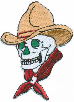 AUFNÄHER - Totenkopf Cowboy - 03053 - Gr. ca. 7 x 5 cm - Patches Stick Applikation