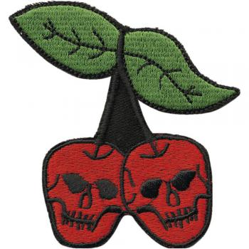 AUFNÄHER - Totenkopf Kirschen - 04999 - Gr. ca. 7,5 x 7,5 cm - Patches Stick Applikation