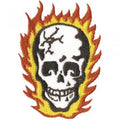 AUFNÄHER - Totenkopf Flammen - 06121 - Gr. ca. 8 x 5,5 cm - Patches Stick Applikation