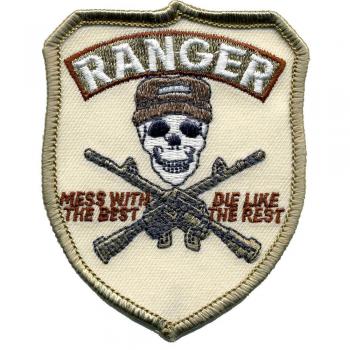 AUFNÄHER - Totenkopf - Ranger - weiß - 04624 - Gr. ca. 6,5 x 8,5 cm - Patches Stick Applikation