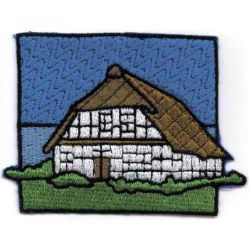 Aufnäher - Fachwerkhaus - 03203 - Gr. ca. 8 x 6 cm - Patches Stick Applikation