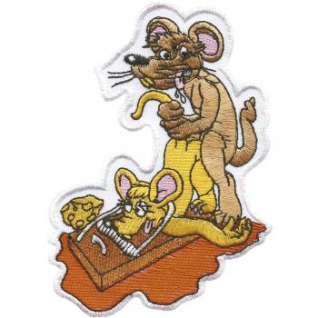 Aufnäher - Mausefalle - 04618 - Gr. ca. 10 x 8 cm - Patches Stick Applikation