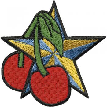 Aufnäher - Stern mit Kirschen - 04833 - Gr. ca. 7 x 7,5 cm - Patches Stick Applikation