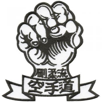 Aufnäher - Faust mit chinesischen Zeichen - 04982 - Gr. ca. 11 x 10 cm - Patches Stick Applikation