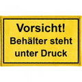 Aufnäher - Vorsicht - Behälter steht unter Druck - 21705 - Gr. ca. 8 x 5 cm - Patches Stick Applikation