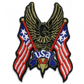 Aufnäher - USA Adler mit Fahne - 04614 - Gr. ca. 7,5 x 9,5 cm