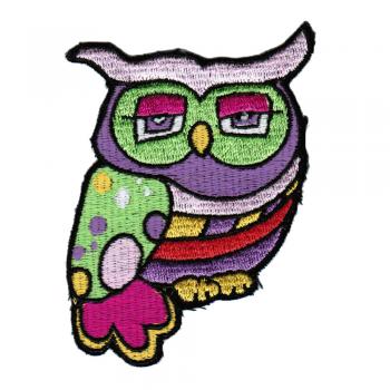 Aufnäher - Eule bunt - 02702 - Gr. ca. 7 x 9 cm - Patches Stick Applikation