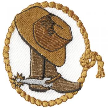AUFNÄHER - Stiefel Lasso Hut - 03151 - Gr. ca. 6 x 6 cm - Patches Stick Applikation