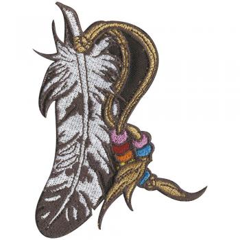 AUFNÄHER - Indianer Feder - 04043 - Gr. ca. 5,5 x 11 cm - Patches Stick Applikation